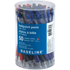 Baseline Side Click Ballpoint Pens with Comfort Grip - Assorted - 50 Pack-Clear Barrel Retractable Clicker Ballpoint Pen With Grip
