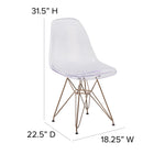 Flash Furniture Elon Series Ghost Chair with Gold Metal Base - 2 Pack-Designed for Commercial Use