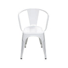 Nicer Furniture Stackable Industrial Tolix A Style Armchair - White-Indoor/Outdoor Arm Chair
