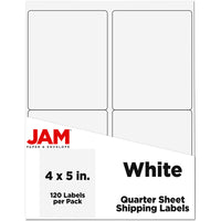 JAM Paper Extra Large Shipping Address Labels - 4" x 5" - White - 120 Pack -English only packaging