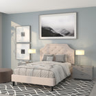 Flash Furniture Brighton Full Size Tufted Upholstered Platform Bed - Beige Fabric-Gold Nailhead Trim