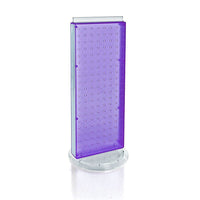 Azar Displays 20" x 8" 2-Sided Revolving Pegboard Counter Unit, Purple (700508-PUR)-Two-sided display stands on a clear plastic revolving base, providing easy customer access