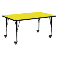 Flash Furniture Mobile 24''W x 60''L Rectangular Activity Table, 1.25'' Yellow Laminate Top, Preschool Legs (XUA2460RECYLHPC)-Yellow, chrome, laminate, steel
