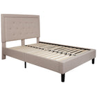 Flash Furniture Roxbury Full Size Tufted Upholstered Platform Bed - Beige Fabric-Panel Headboard