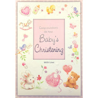 Rosedale 5-1/2" x 8" Girl Baby Christening Greeting Cards And Envelopes, 12 Pack (15406)-Printed on premium uncoated card stock