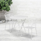 30'' Round White Indoor-Outdoor Steel Folding Patio Table Set with 2 Round Back Chairs [CO-30RDF-03CHR2-WH-GG]-Set Includes Folding Table and 2 Chairs