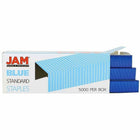 JAM Paper Office & Desk Sets, Tape Dispenser Stapler Pack of Staples, Blue (33758BL)-A great way to Colour coordinate your desk, or brighten a new desk up! With Colourful Staples to match!
