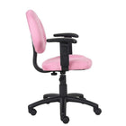 Nicer Furniture Perfect Posture Deluxe Microfiber Task Chair with Adjustable Arms - Pink-The seat comes in durable and easy-to-clean microfiber.