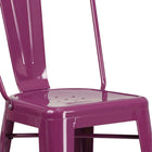 Flash Furniture 30" High Purple Metal Indoor-Outdoor Barstool with Back-Seat Size: 14''W x 14''D