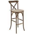 Flash Furniture HERCULES Series Dark Antique Wood Cross Back Barstool with Cushion-350 lb. Weight Capacity