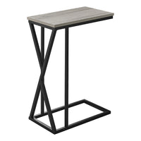 Monarch Specialties 3248 Accent Table - 25"H/Grey/Black Metal-C-shaped accent table with a base that can be slid underneath sofas for convenience