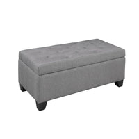 Brassex Tufted Storage Ottoman, Grey-Slim profile