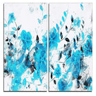 Designart Light Blue Flowers Canvas Art Print, 40"W x 40"H, 2 Panels, (PT3409-4-40-40)-Print