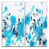 Designart Light Blue Flowers Canvas Art Print, 40"W x 40"H, 2 Panels, (PT3409-4-40-40)-Print