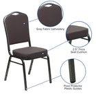 Flash Furniture HERCULES Series Crown Back Stacking Banquet Chair with Silver Vein Frame - Grey Fabric-Upholstered Back and Seat