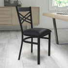 Flash Furniture HERCULES Series Black "X" Back Metal Restaurant Chair - Black Vinyl Seat-Welded Joint Assembly