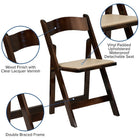 Flash Furniture HERCULES Fruitwood Wood Folding Chair with Vinyl Padded Seat - 4 Pack-Fruitwood Finish with Clear Lacquer Varnish