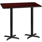 Flash Furniture 30" x 60" Rectangular Mahogany Laminate Table Top with 22" x 22" Bar Height Table Bases-Bar Height Hospitality Table