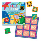 eeBoo Simple Math Bingo Game/Addition & Subtraction-The inside of the box cover has a printed additional and subtraction chart