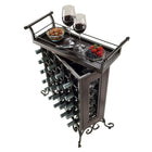 Winsome Silvano Wine Rack with Removable Tray, 5x5, Dark Bronze-Made with composite wood plus veneer, metal frame and wrought iron.  Assembly Required.
