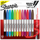 Sharpie Twin-Tip Permanent Markers - Assorted Colours - 12 Pack-Permanent markers suitable for journaling, annotating, accenting, signage, posters, casual or artistic creativity