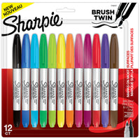 Sharpie Twin-Tip Permanent Markers - Assorted Colours - 12 Pack-Permanent markers suitable for journaling, annotating, accenting, signage, posters, casual or artistic creativity