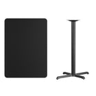 Flash Furniture 30'' x 42'' Rectangular Laminate Table Top, Black with 22'' x 30'' Bar-Height Table Base (XUBK3042T2230B)-Top Size: 30"W x 42"L