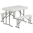 Flash Furniture Plastic Folding Table & Bench Set-Table and Bench Seating