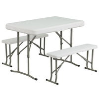 Flash Furniture Plastic Folding Table & Bench Set-Table and Bench Seating