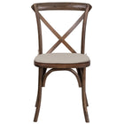 Flash Furniture HERCULES Series Stackable Early American Wood Cross Back Chair with Cushion-Stackable Bistro Style Chair