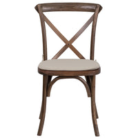 Flash Furniture HERCULES Series Stackable Early American Wood Cross Back Chair with Cushion-Stackable Bistro Style Chair