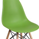 Flash Furniture Elon Series Green Plastic Chair with Wooden Legs-Waterfall Seat Reduces Leg Strain