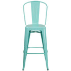 Flash Furniture Commercial Grade 30" High Mint Green Metal Indoor-Outdoor Barstool with Back-Set of 4 Bistro Style Bar Stools
