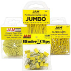 JAM Paper Office Clip Assortment Pack, Yellow, 1 Binder Clips 1 Paperclips 1 Circular Cloops, 4/set (26411YEASRTD)-Assortment of Four Different Style Yellow Office Clips