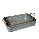 Truu Design Farmhouse Modern Collection, Rectangular Trays, Set of 3, 16.5 x 9 inches, Industrial Silver-L: 16.5” x 9” / M: 14.5” x 8” / S: 14” x 7” in dimensions
