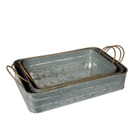 Truu Design Farmhouse Modern Collection, Rectangular Trays, Set of 3, 16.5 x 9 inches, Industrial Silver-L: 16.5” x 9” / M: 14.5” x 8” / S: 14” x 7” in dimensions