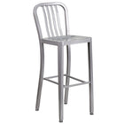 Flash Furniture 30" High Silver Metal Indoor-Outdoor Barstool with Vertical Slat Back-500 lb. Weight Capacity