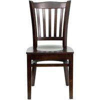 Flash Furniture HERCULES Series Vertical Slat Back Walnut Wood Restaurant Chair - 2 Pack-Set of 2 Wood Dining Chairs