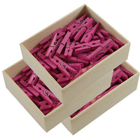 JAM Paper Wood Clothing Pin Clips, Medium, 1 1/8, Fuchsia Pink, 3 Packs of 50, 150 Total (230729149g)-Fuchsia Miniature Clothespins