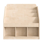 Flash Furniture Bright Beginnings Commercial Grade Modular Wooden Classroom 4 Tier Bookstand with 3 Storage Compartments-Natural-4 Tier Wooden Classroom Book Display Shelf Unit with Storage