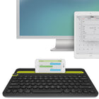 Logitech K480 Wireless Multi-Device Keyboard - Black-Reliable Power: This portable, wireless Bluetooth keyboard comes with 2 pre-installed AAA batteries which can last up to 24 months (2) and is compatible with wired, wireless or Bluetooth mice