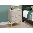 Monarch Specialties 3493 Accent Table - 24"H/Beige Marble/Gold Metal-Gold metal base in a clean modern design