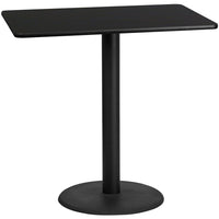 Flash Furniture 30'' x 48'' Rectangular Laminate Table Top, Black with 24'' Round Bar-Height Table Base (XUBK3048TR24B)-Bar Height Hospitality Table