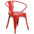 24'' Round Red Metal Indoor-Outdoor Table Set with 2 Arm Chairs (CH-51080TH-2-18ARM-RED-GG)-4