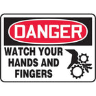 Accuform Signs Watch Your Hands Sign, 7" x 10", Vinyl, English With Pictogram-Display Type Adhesive