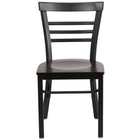 Flash Furniture HERCULES Series Black Three-Slat Ladder Back Metal Restaurant Chair - Walnut Wood Seat-Metal Chair
