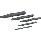 Gray Tools 5 Piece Left Hand, Spiral Tapered Flute, Screw Extractor Set-Contains five extractors. They remove Screw Sizes: 1/8" - 5/32" (3 - 4mm), 3/16" - 9/32" (5 - 7mm), 15/16" - 3/8" (8 - 10mm), 7/16" - 3/8" (11 - 14mm), 3/8" - 11/16" (16 - 18mm) and (5/8" - 7/8" (16 - 22mm).