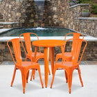 24'' Round Orange Metal Indoor-Outdoor Table Set with 4 Cafe Chairs [CH-51080TH-4-18CAFE-OR-GG]-24"W x 24"D x 29"H
