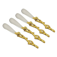 Elegance Golden Vine Butter Cheese Knife Spreaders, 4 Pack-Golden vine handle set