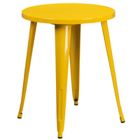 Flash Furniture 24" Round Yellow Metal Indoor-Outdoor Table-Metal Cafe Table